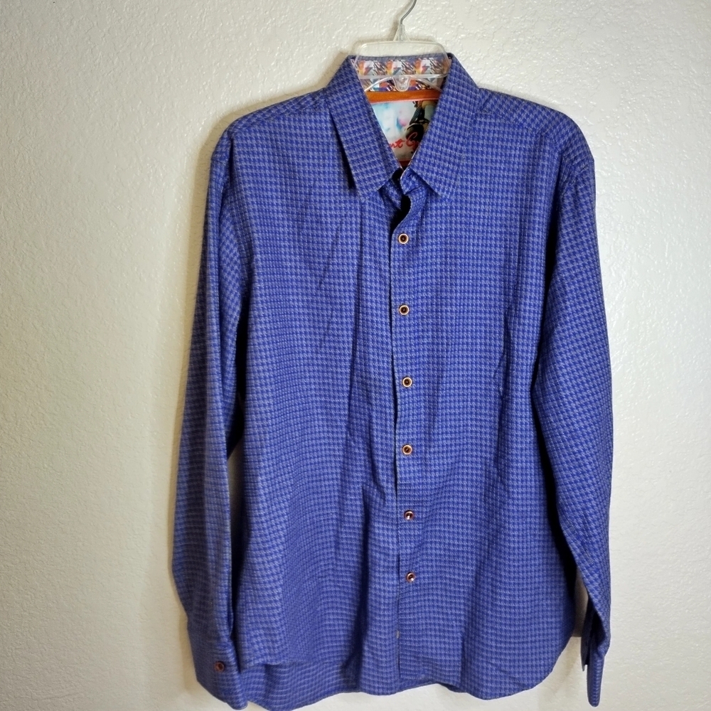 Robert Graham Houndstooth Button Down Shirt Flip Cuff Sz L